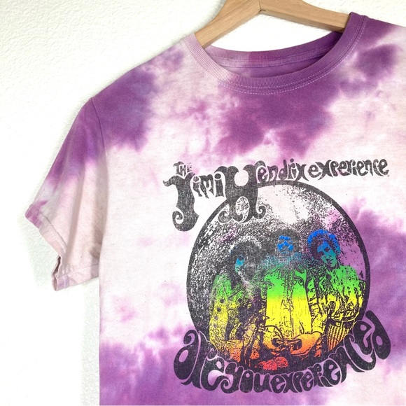Jimi Hendrix Tie dye Tee Shirt Small Urban Outfitters   Purple Cotton Crew Neck - Picture 4 of 11
